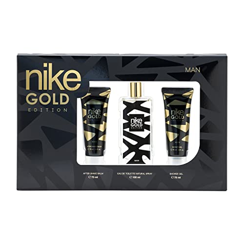NIKE Gold Edition Estuche De Regalo Para Hombre Edt 100ml + After Shave 75ml + Gel Baño 75ml, color Multicolor, 3 Unidad